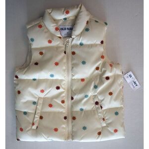 Old Navy 733627 Toddler Girls Sz 3T Ivory Multi Star WR Frost Free Puffer Vest